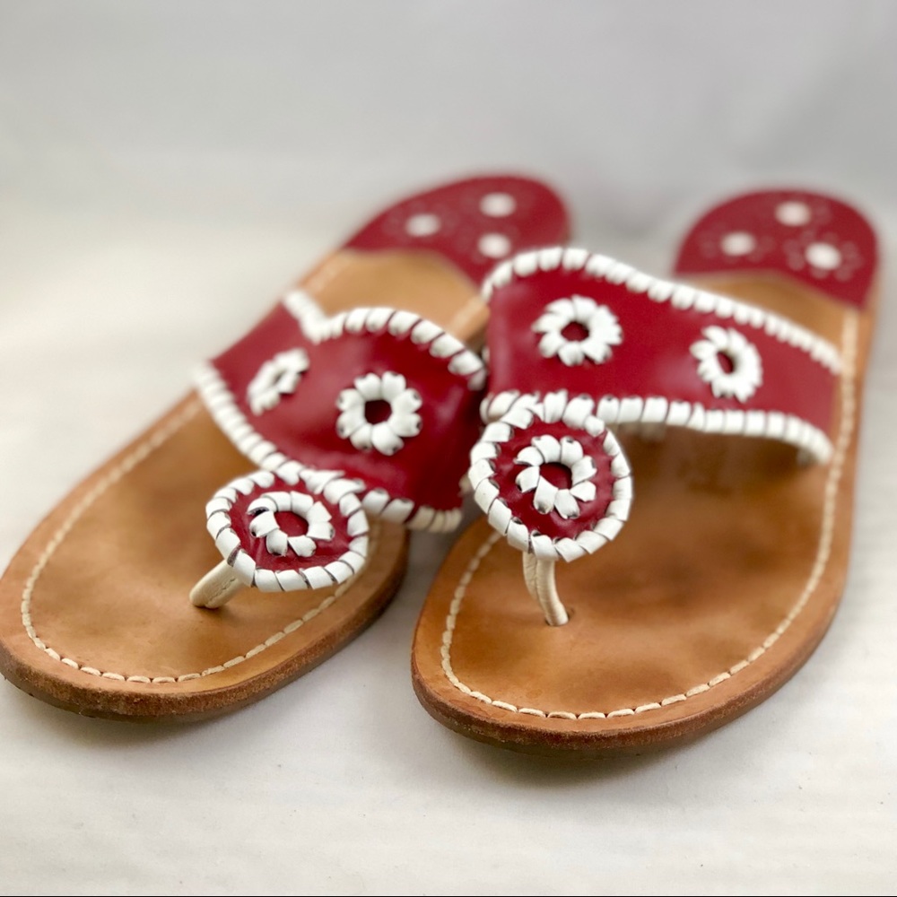Jack Rogers Red and White Navajo Sandals Size 8